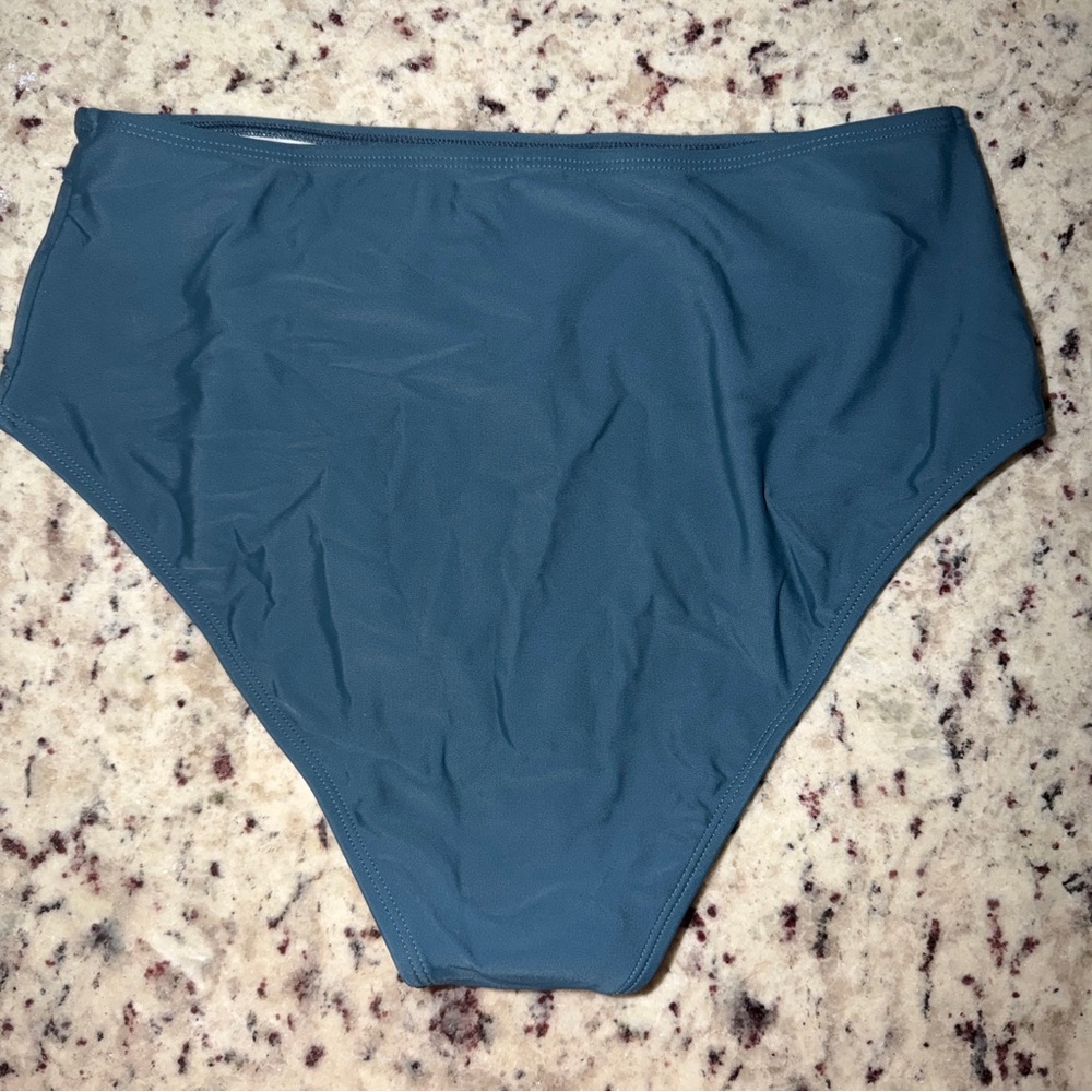 NWT Cupshe Twist Front 2 Piece Bikini Set Teal Blue Adjustable High waisted New - Picture 5 of 10